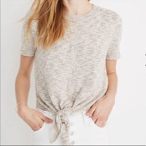 Madewell gray tie front short sleeve sweater